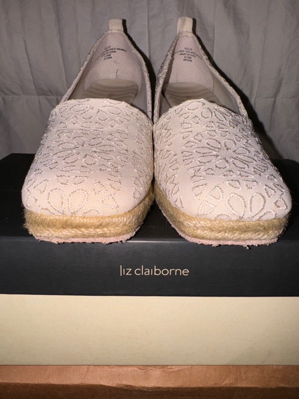 Vintage Liz Claiborne Lace Slip-on Espadrille Wedges - Picture 10 of 10